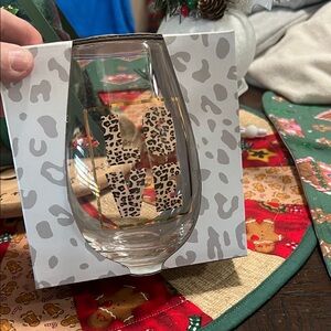 NEW Leopard Print Stemless Wine Glass